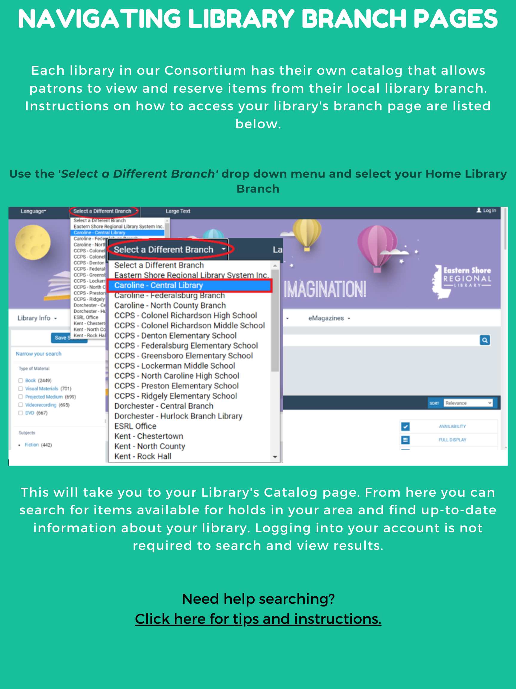 Navigating Library Branch Pages